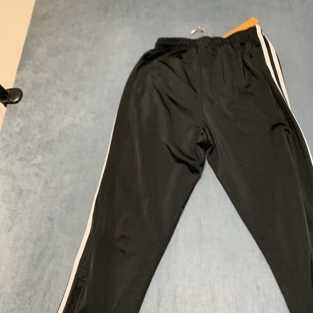 Adidas Primegreen Track Pants Mens Medium Black 3 Stripes Ankle Zip Drawstring